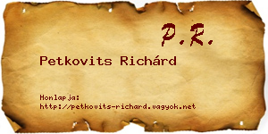 Petkovits Richárd névjegykártya