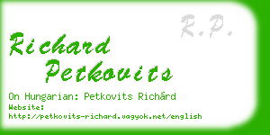richard petkovits business card