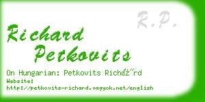 richard petkovits business card